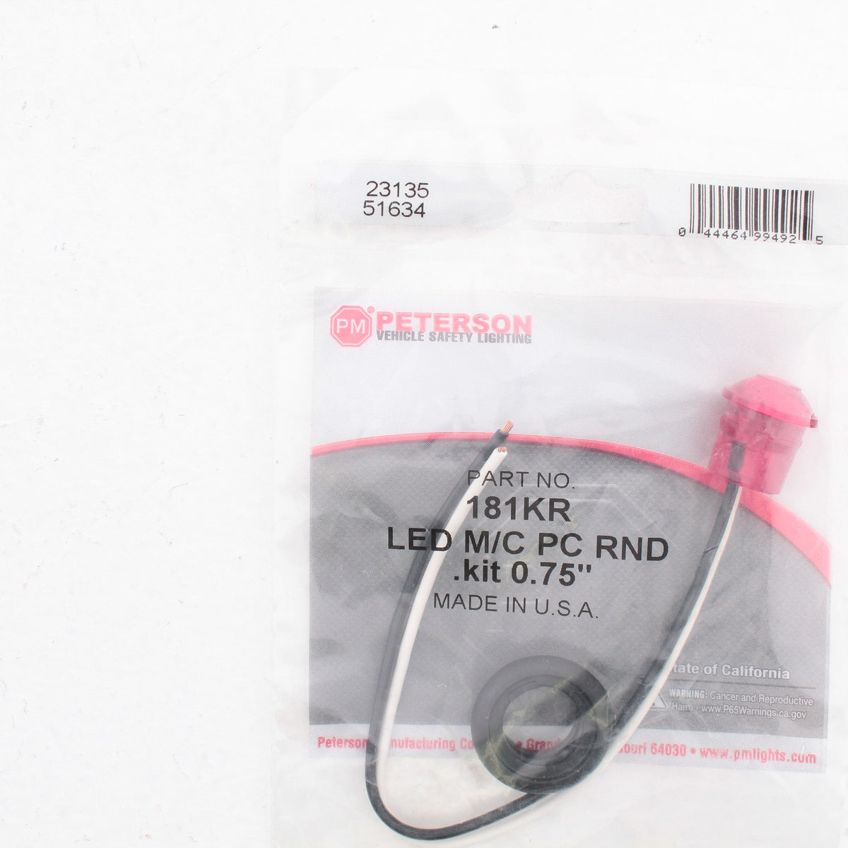 Peterson 181KR Red LED 3/4" Clearance and Side Marker Lights Stripped Leads