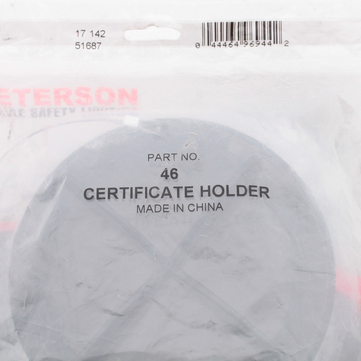 Peterson #46 Round Certificate Holder Plastic 5.3" Diameter Weather Resistant