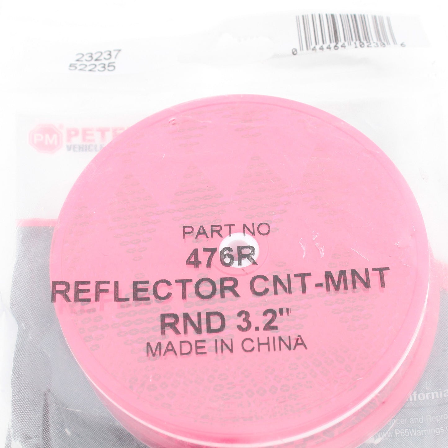 Peterson 476R Red 3.2" Round Hermetically Sealed Reflector Center-Mount
