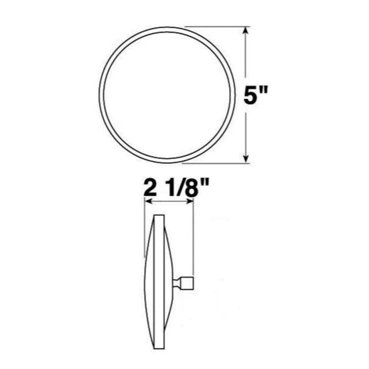 Peterson 654X Stainless Steel 5" Round Clamp-on Mirror