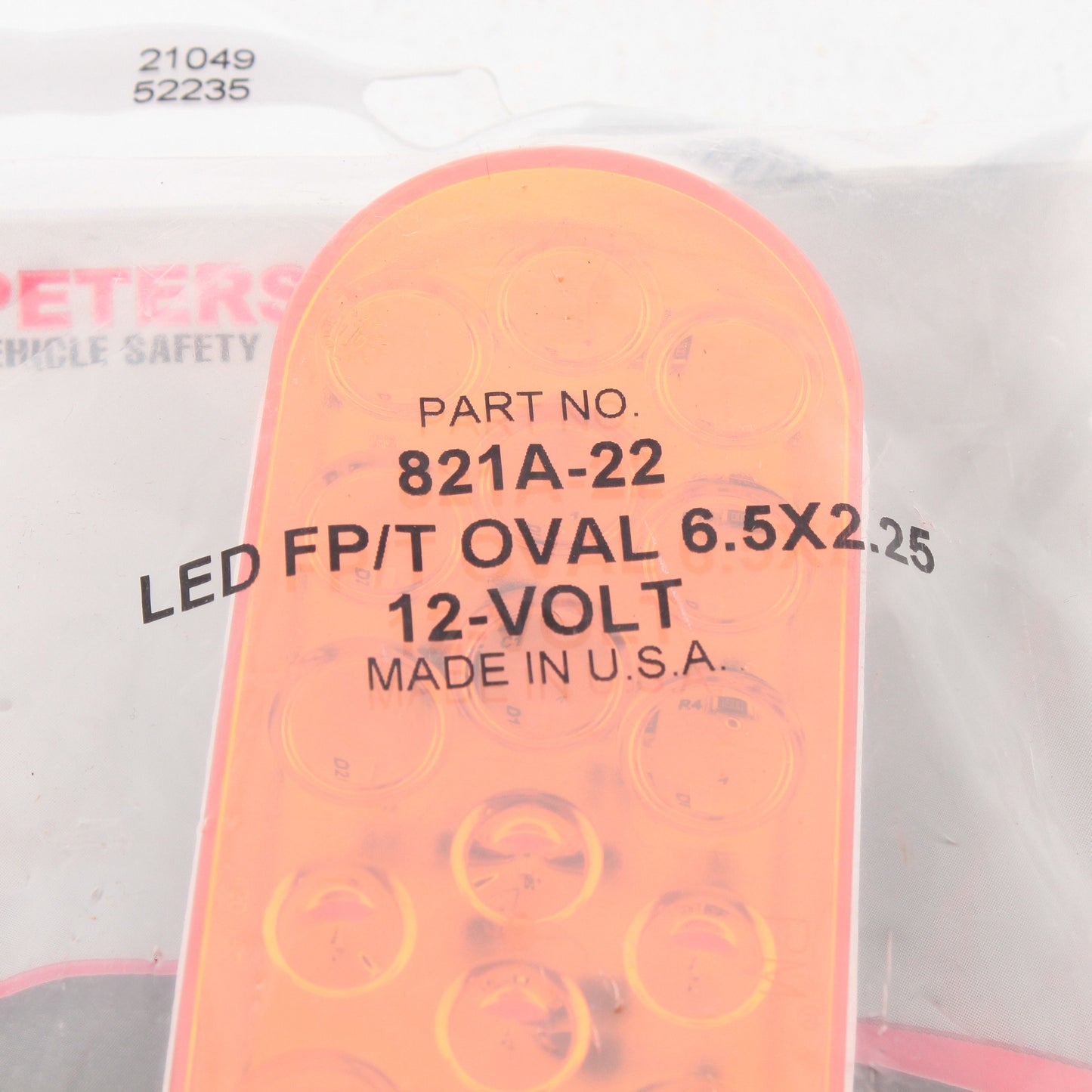 Peterson 821A22 6" Amber Oval LED Stop Turn Park Tail Light Grommet Mount