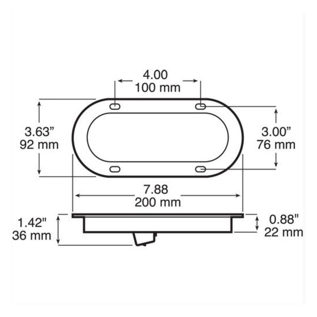 Peterson 823KA-10 Lumenx Amber Oval LED Stop Turn & Tail Light AMP Flange Mount