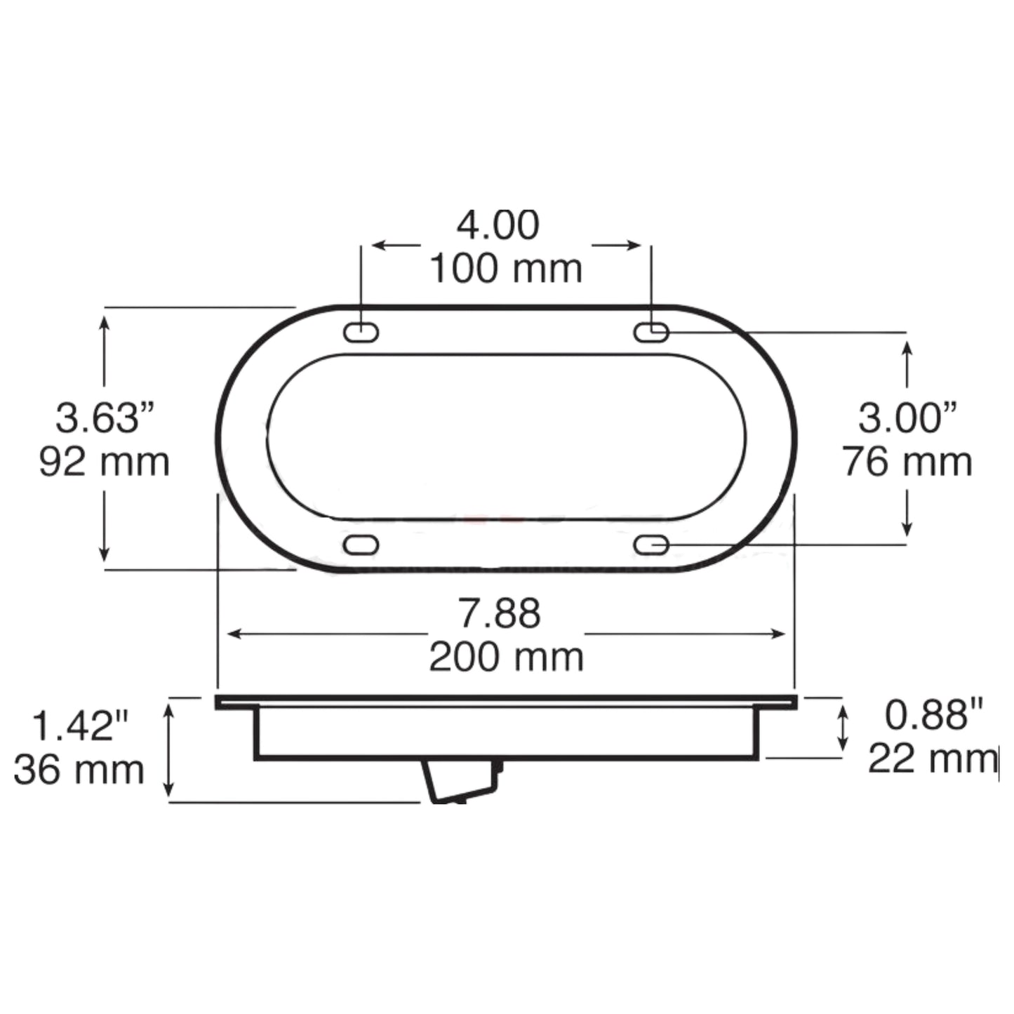 Peterson 823KC-10 Lumenx Clear Oval LED Stop Turn & Tail Light AMP Flange Mount