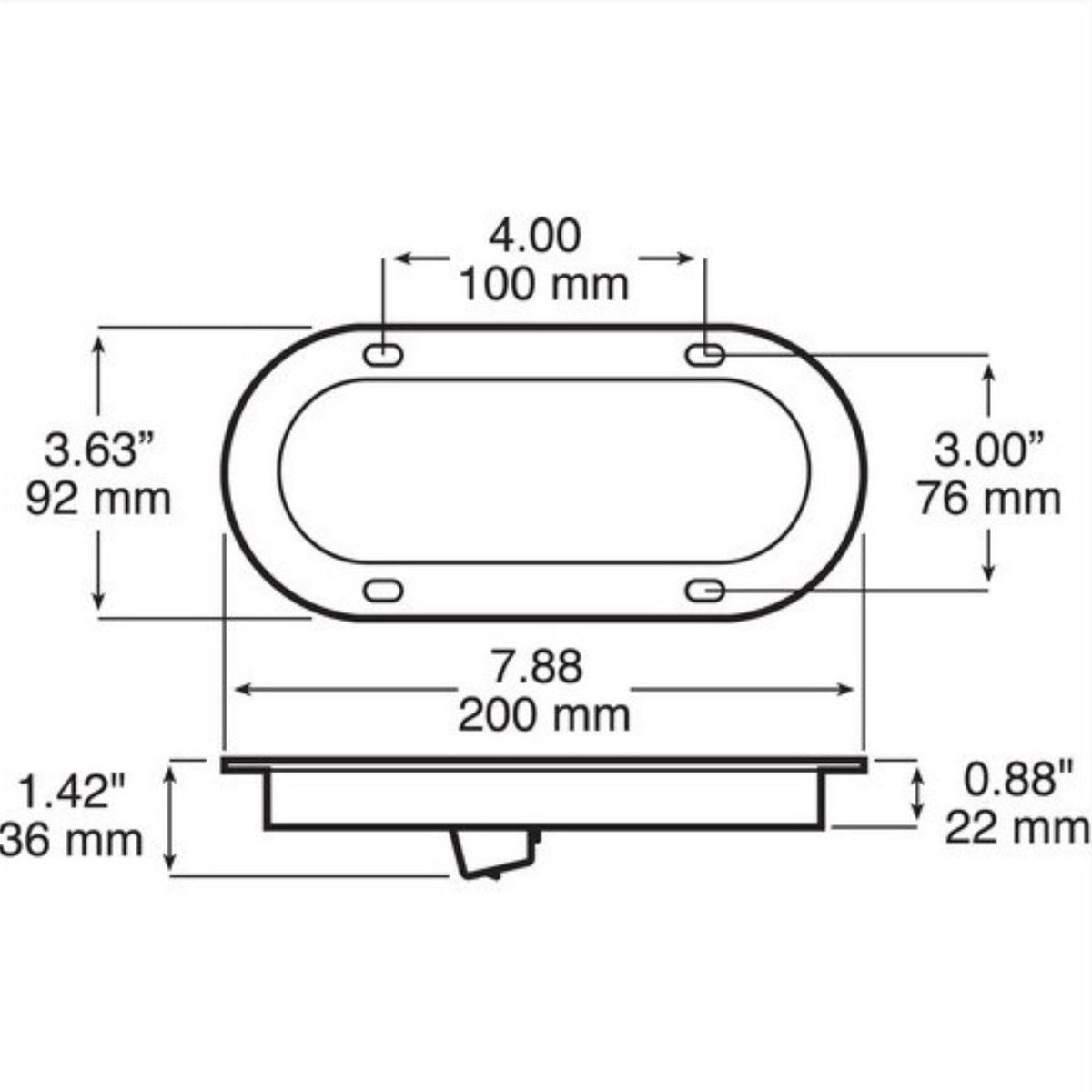 Peterson 823KR-10 Lumenx Red Oval LED Stop Turn & Tail Light AMP Flange Mount