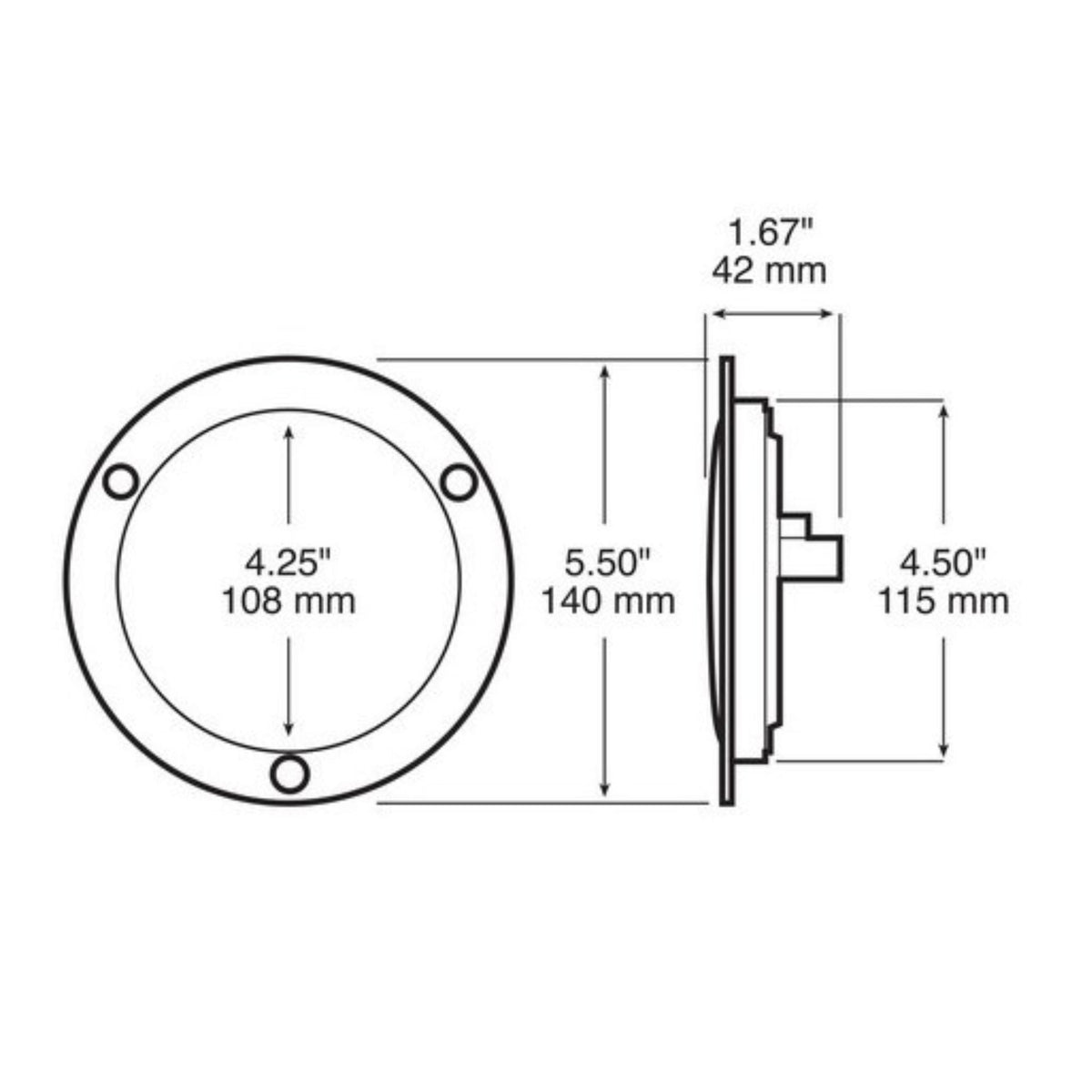 Peterson 824KR-9 Lumenx Red Round 4" LED Stop Turn & Tail Light Flange Mount Kit