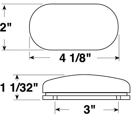 Peterson V135R Red Oblong 4.125" Clearance Side Marker Light 2-Bulb Reflex