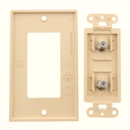 Philmore Designer Ivory Dual Coaxial Wall Jack Cover Plate F-81's F-Type 75-4420