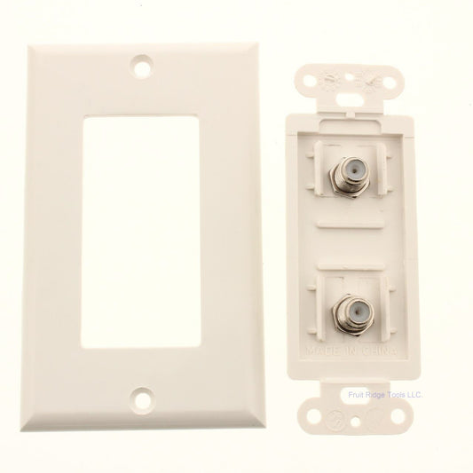 Philmore 75-4422 White Designer Jack Wall Plate Dual F-81's