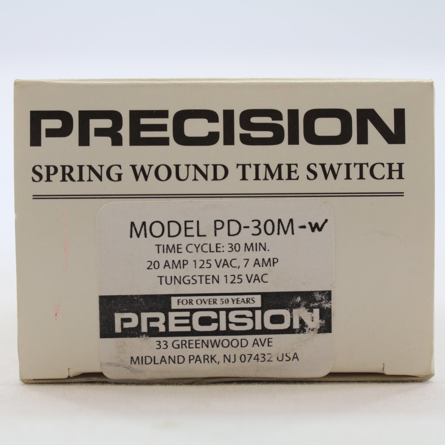 Precision PD-30M-W White Spring Wound 30-Minute Timer Switch 20 AMP 125 Vac