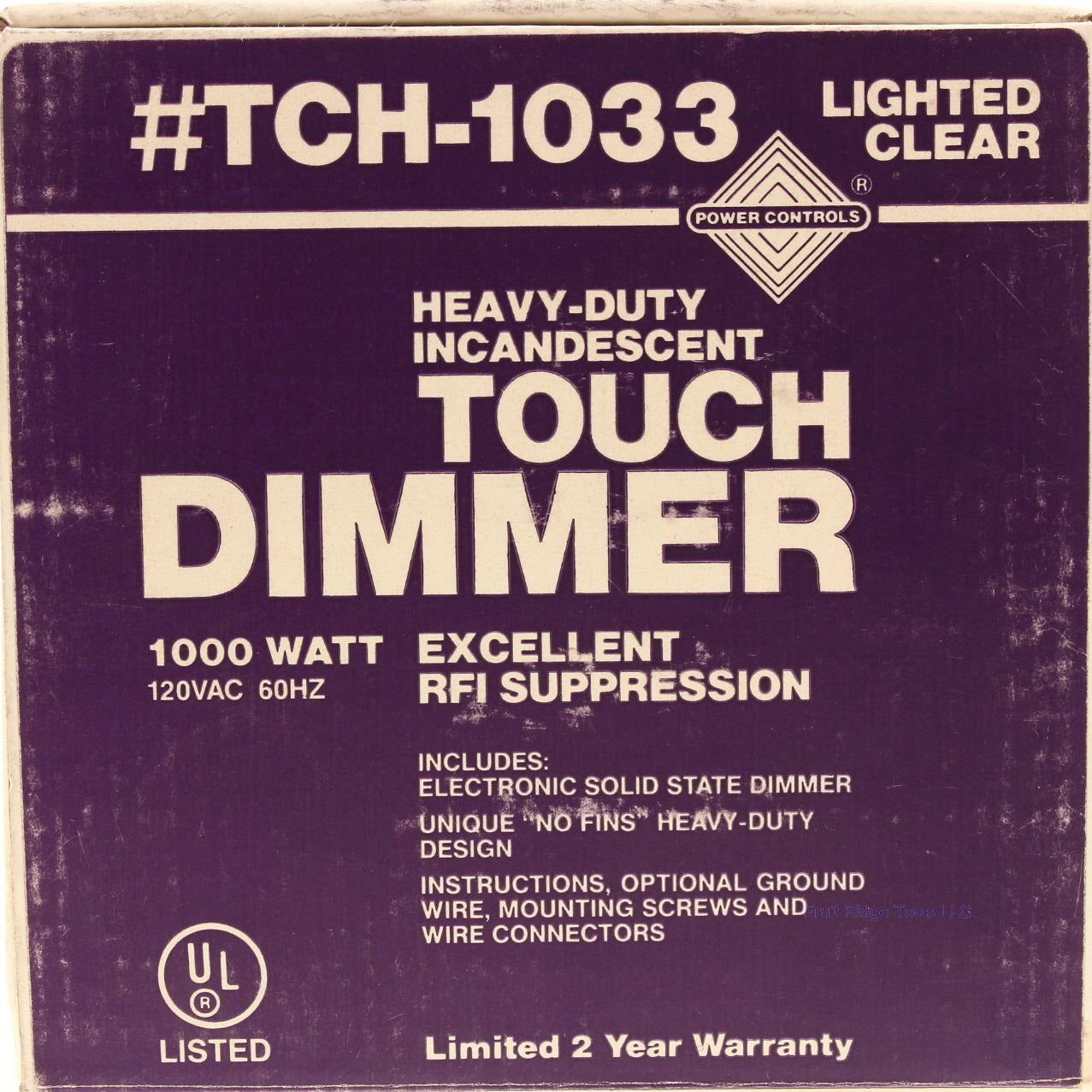 Power Controls TCH-1033 Silver Heavy-Duty Incandescent Touch Dimmer 1000W