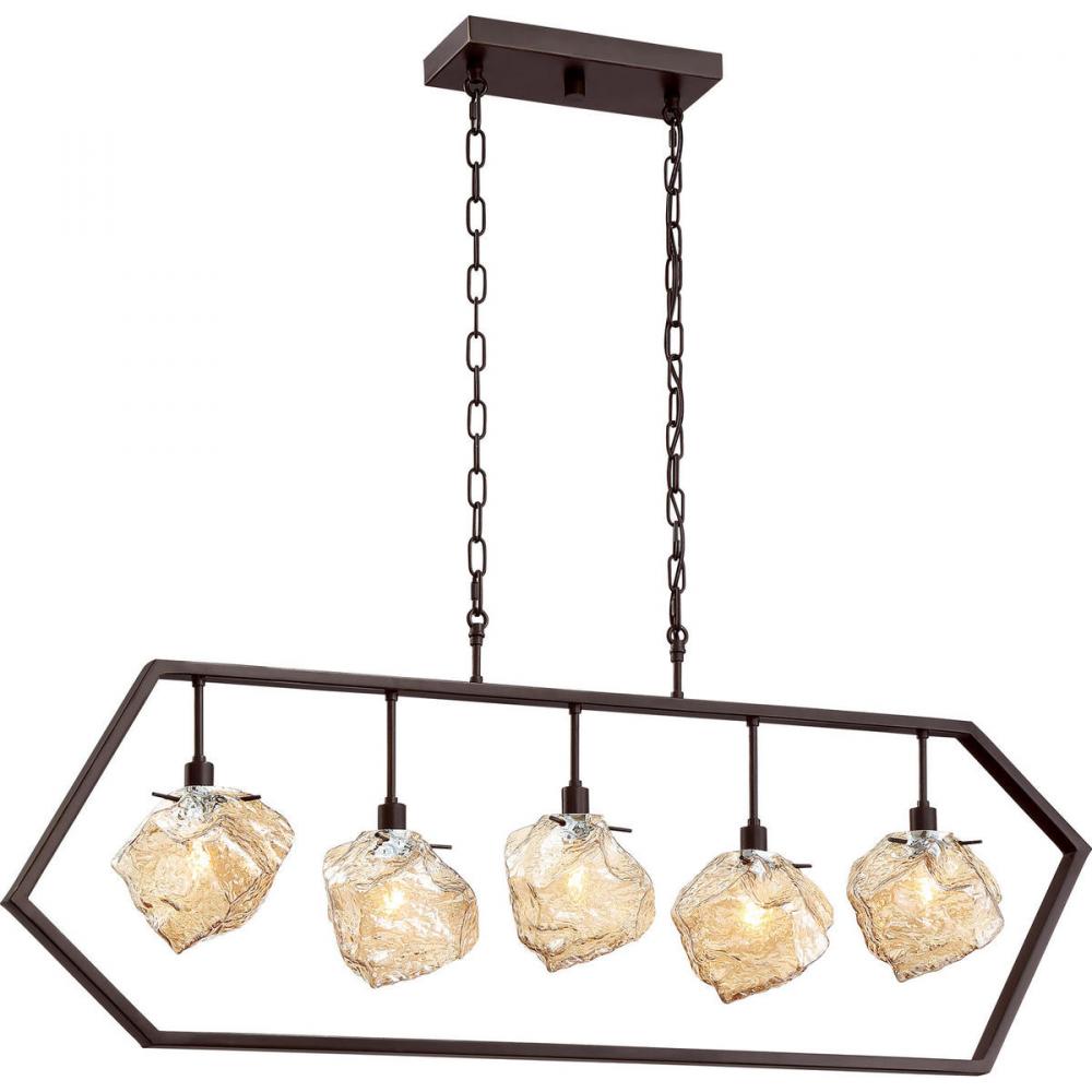 Quoizel 5-Light E12 42"w X 16h" X 6" Palladian Bronze Linear Chandelier MNL542PN