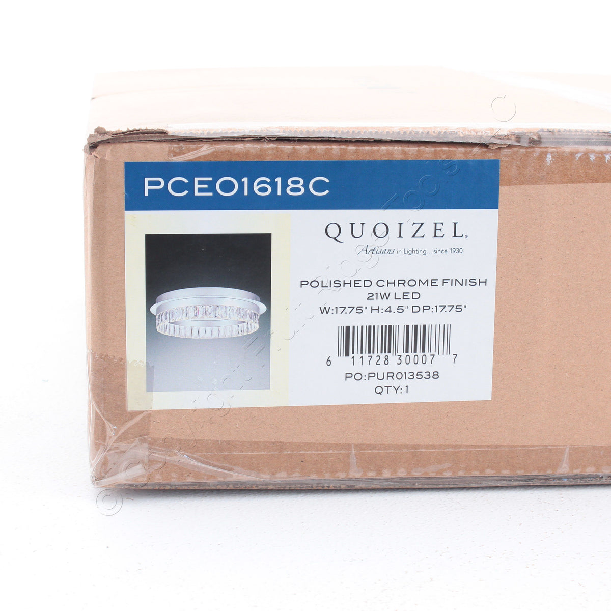 Quoizel Encore Crystal Flush Mount Ceiling Lighting 21W Polished Chrome 5"Hx18"W