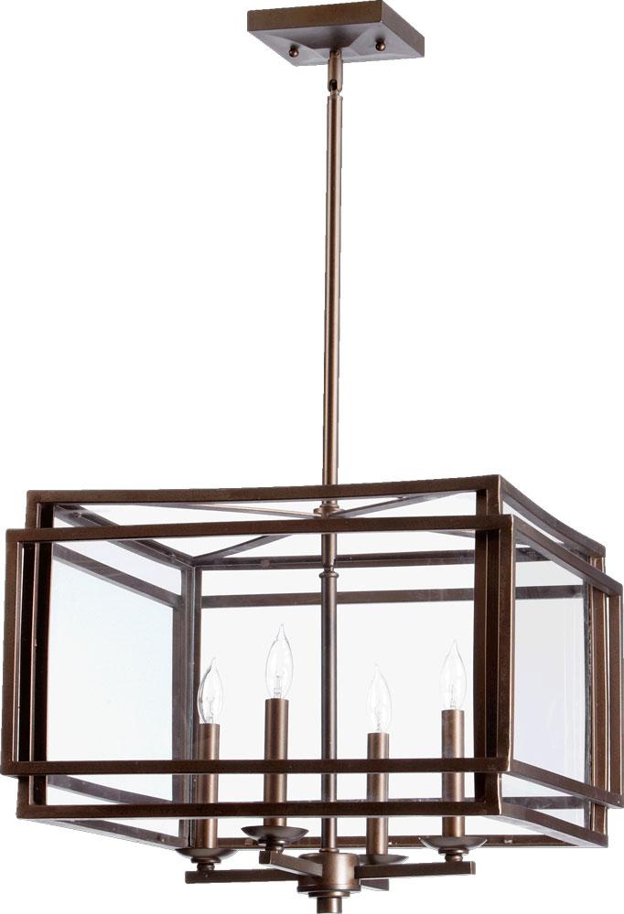 Quorum 6904-4-86 Four Light Entry Pendant Kaufmann Oiled Bronze