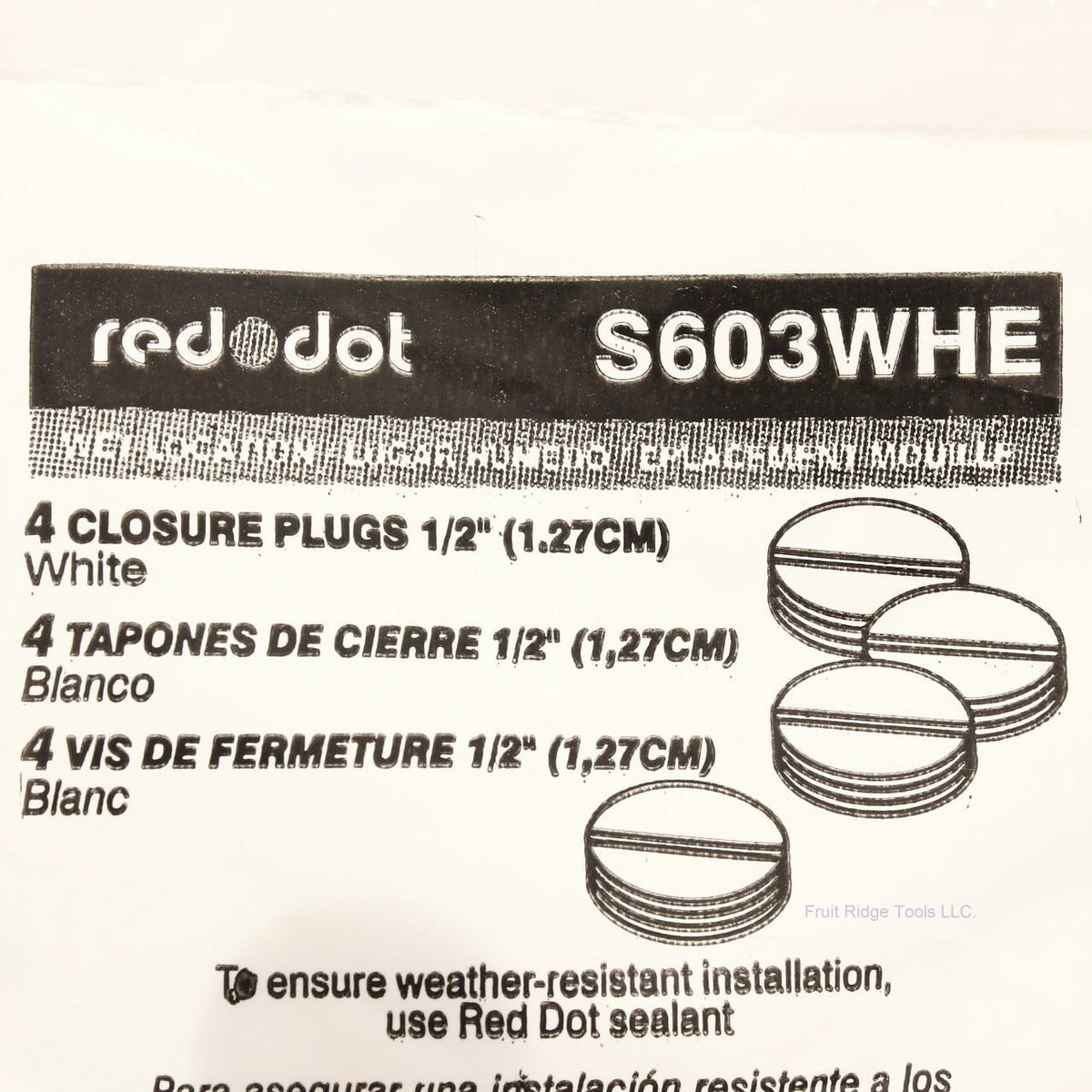 Thomas & Betts Red Dot S603WHE-R White 1/2" NonMetallic Closure Plug Caps 4-Pack