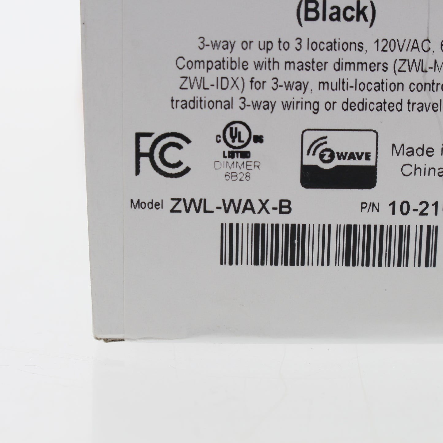 Cooper Aspire RTI RF9542-DBK Black Z-Wave Accessory Control Device 1-Pole/3-Way