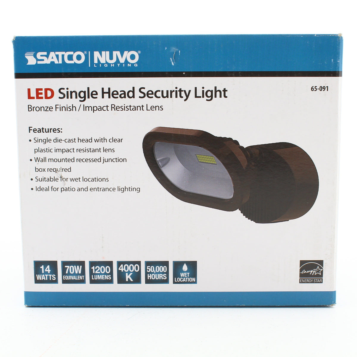 Satco Nuvo 65-091 Dark Bronze Outdoor LED Security Light 4000K 1200Lm 14W 70W Eq