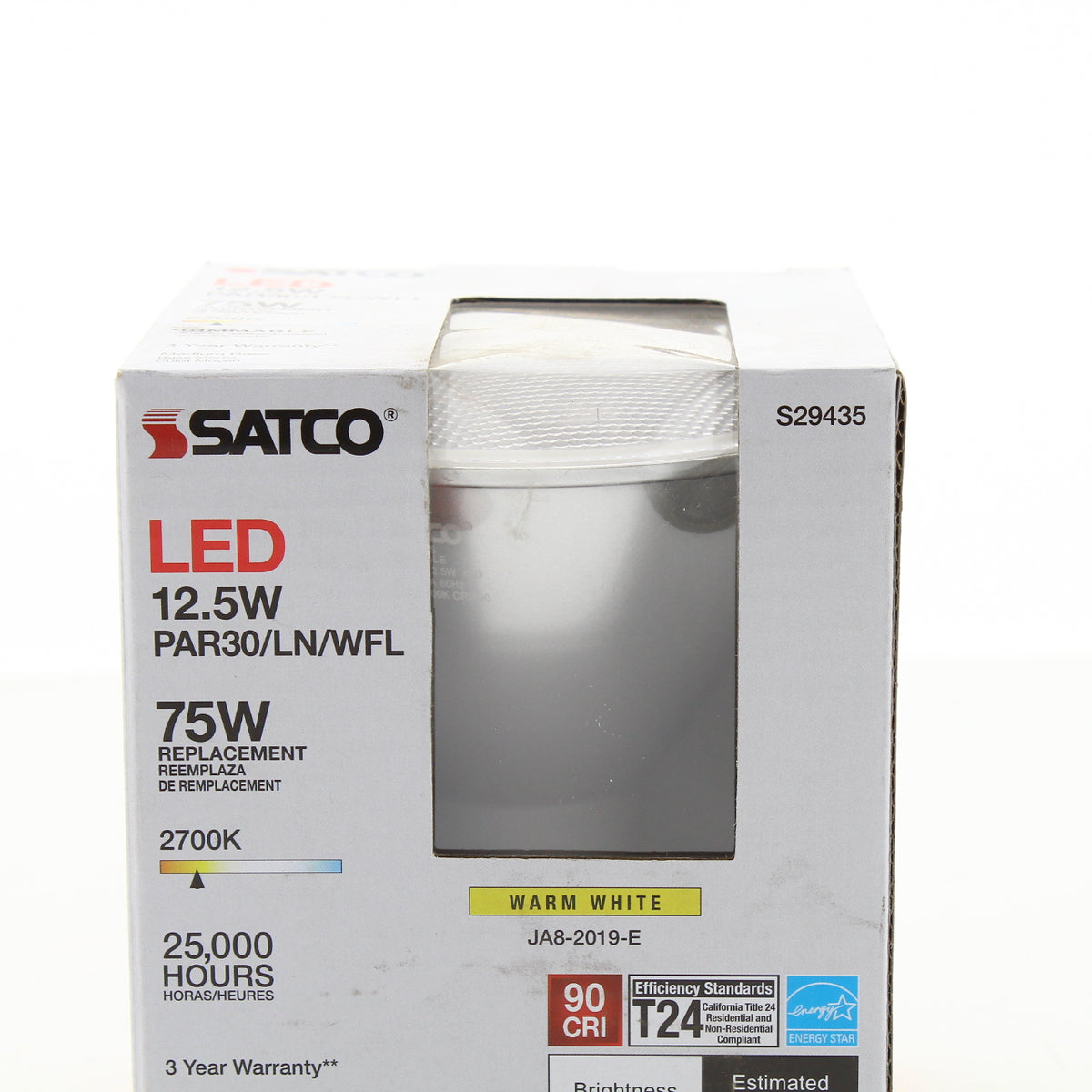 Satco S29435 12.5W PAR30 Long Neck LED Bulb 2700K 60-Deg Beam Medium Base 120V
