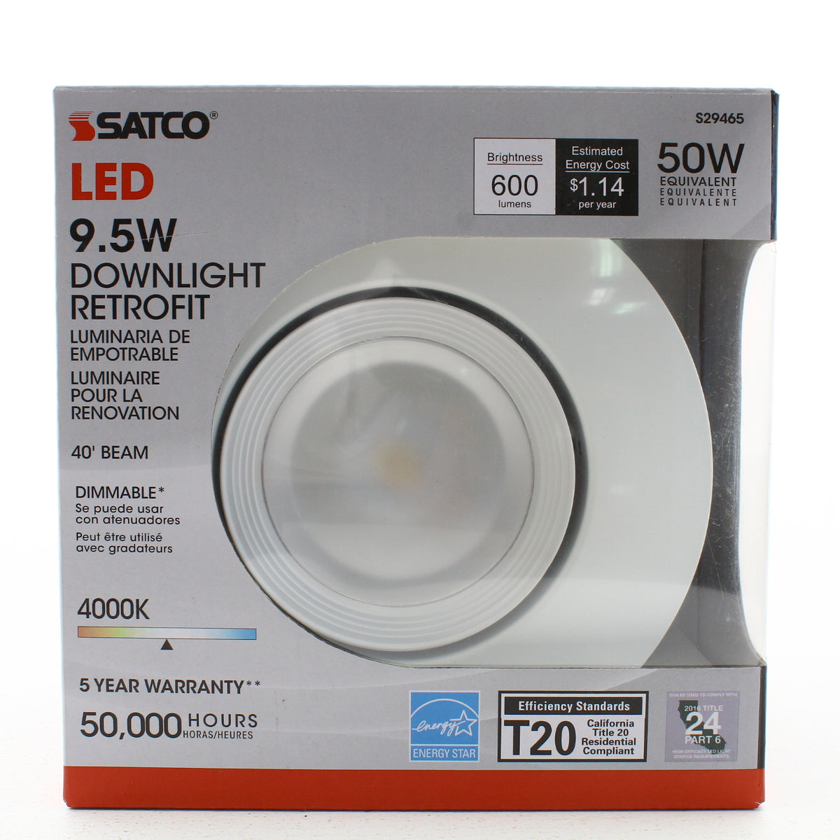 Satco S29465 Transitional LED Downlight in White Finish, 3.47 inches