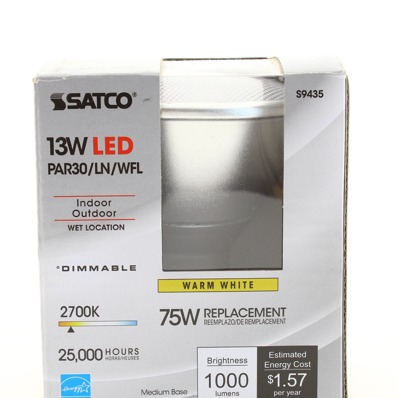 Satco 13W LED Par 30 Dimmable 2700K Warm White 75W Replacement S9435