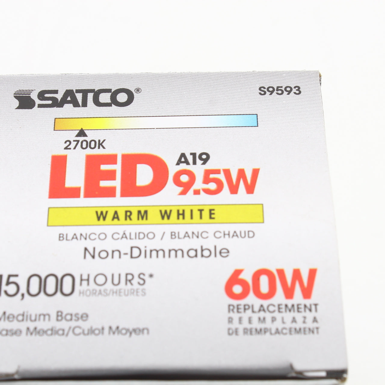 Satco S9593 Frosted 9.5W A19 LED 2700K 120V Non-Dimmable