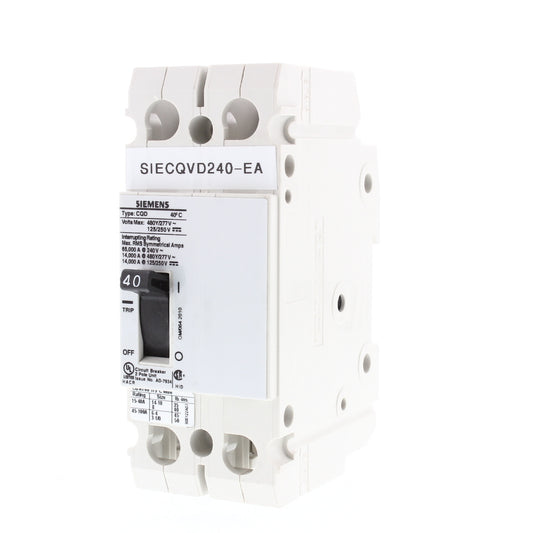 Siemens CQD240 40A Double Pole 480/277V AC 14KAIC Cable In/Cable Out Breaker