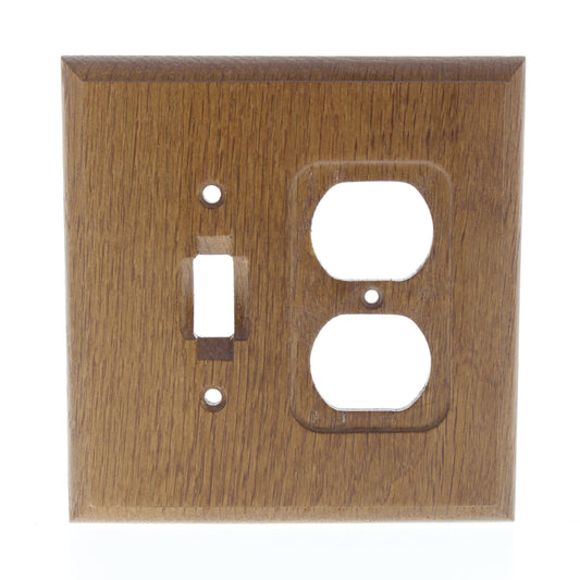 Style 4008TD Brown Wood 2-Gang Combination Toggle Duplex Outlet Wallplate Cover