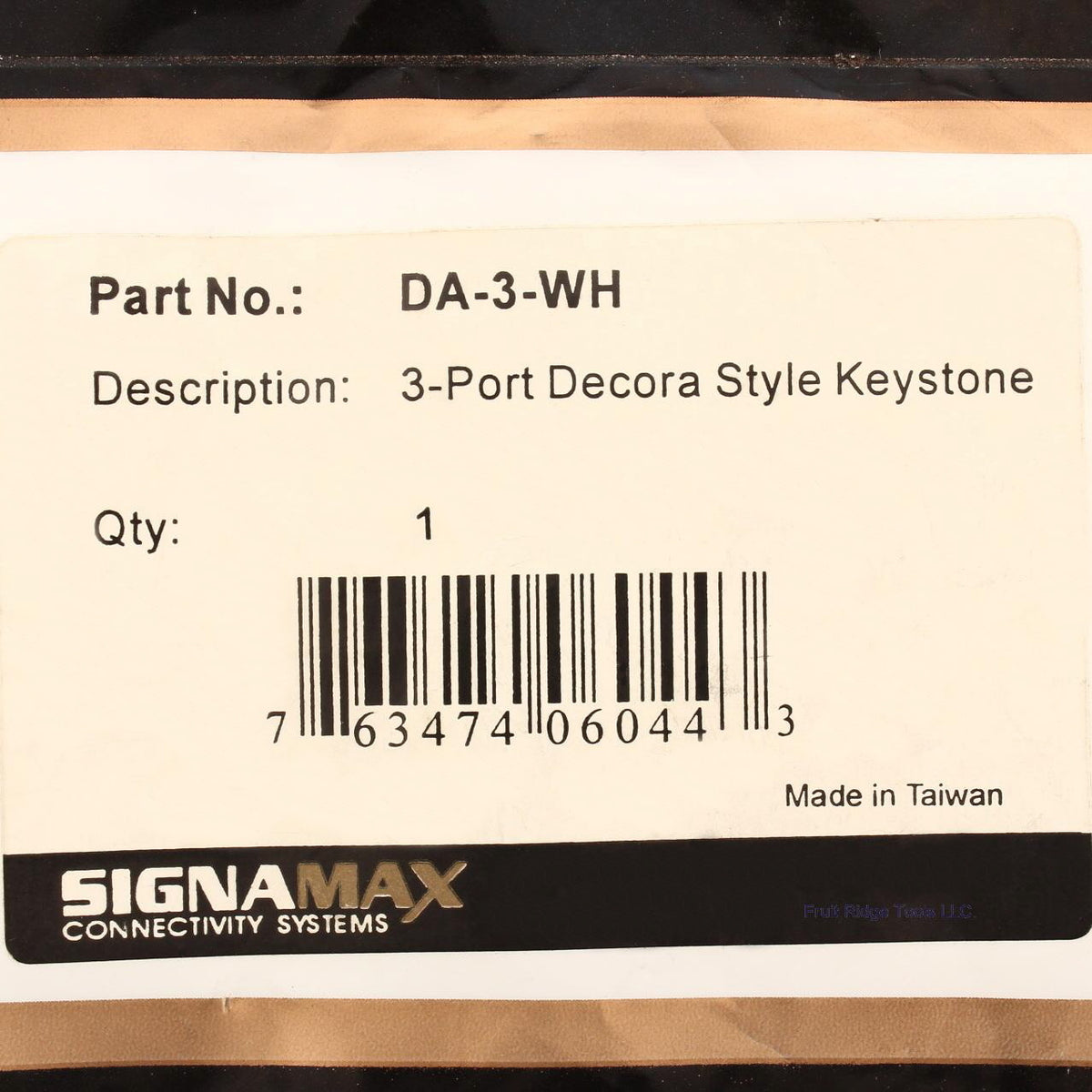 SUTTLE DA-3-WH 3-Port Decora Style Keystone
