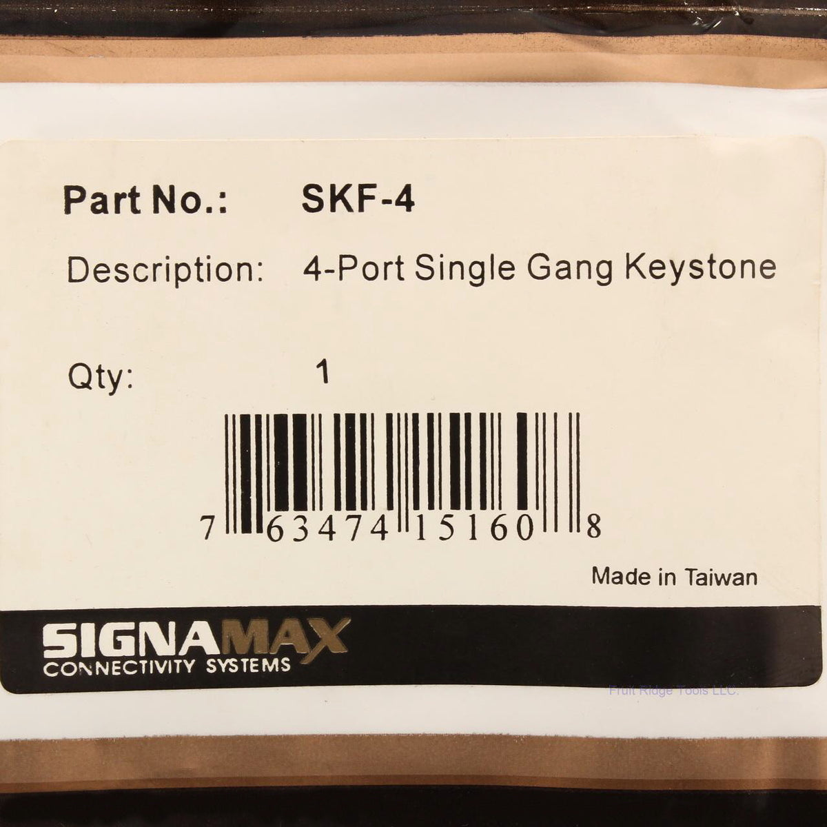 Signamax 1-Gang Ivory Plastic 4-Port Data Jack Cover Plate Non-Loaded SKF-4