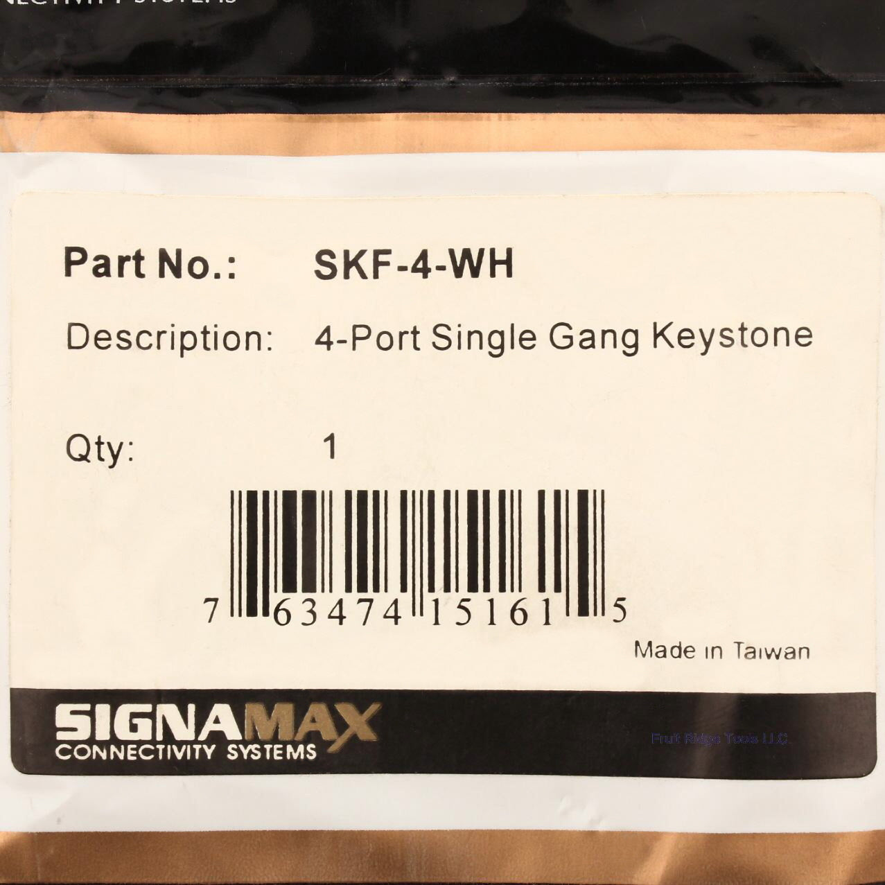 SignaMax SKF-4-WH White 4-Port Single Gang Keystone Cover Plate
