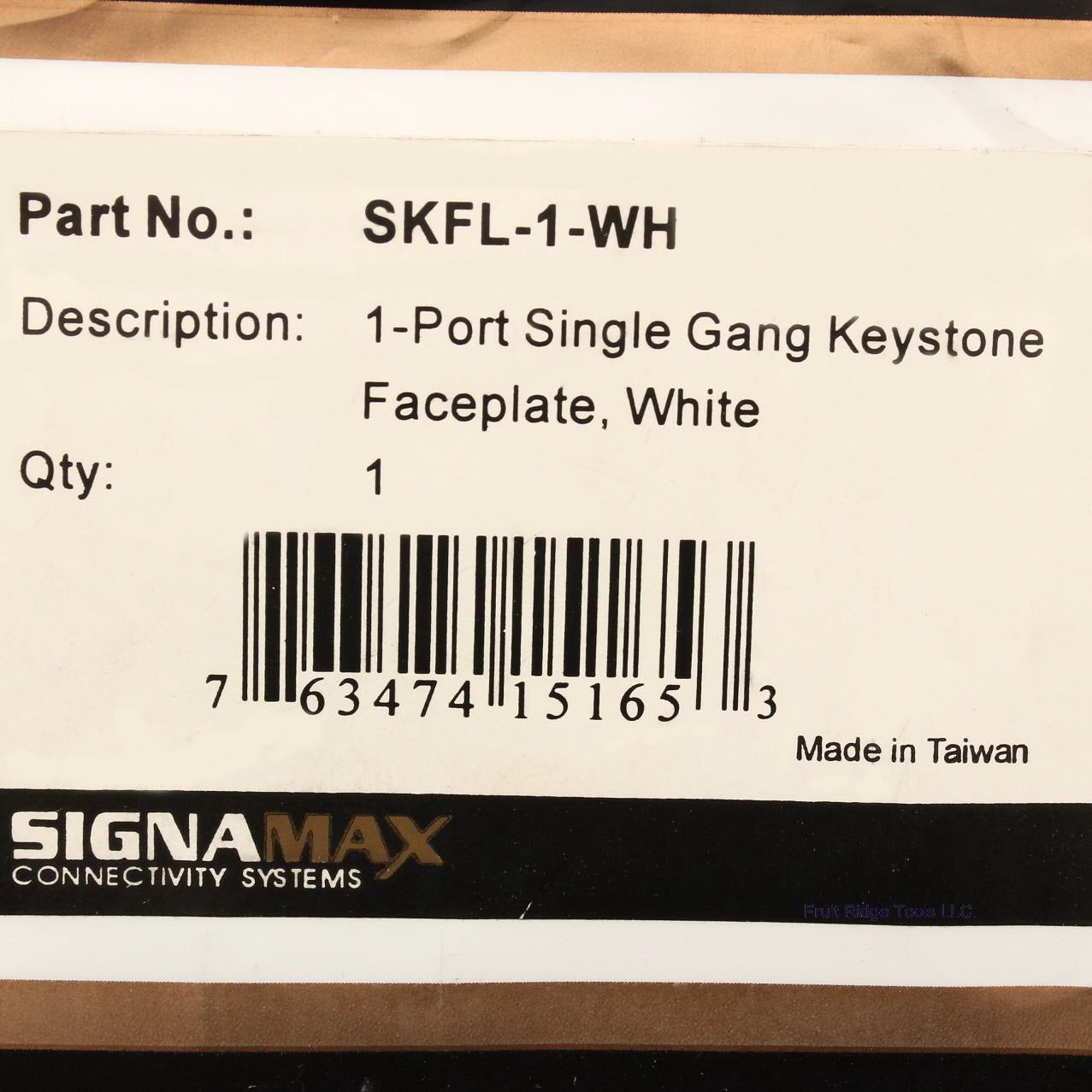 Signa Max SKFL-1-WH White 1-Port Single Gang Keystone Faceplate