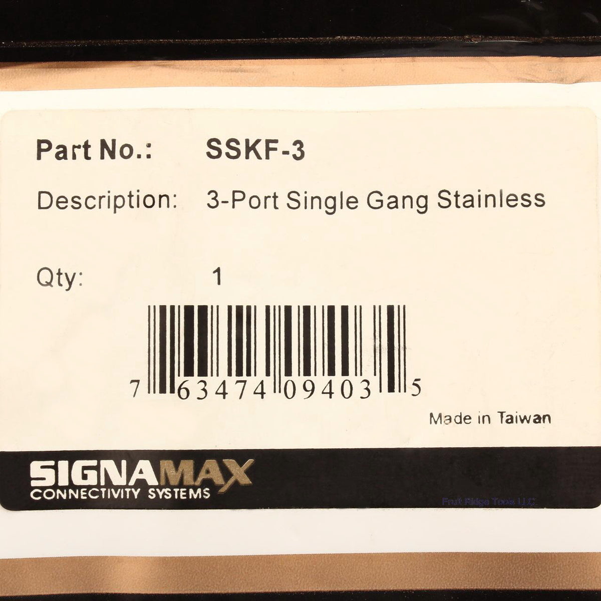 Signamax 1-Gang Stainless Steel 3-Port Data Jack Cover Plate Non-Loaded SSKF-3