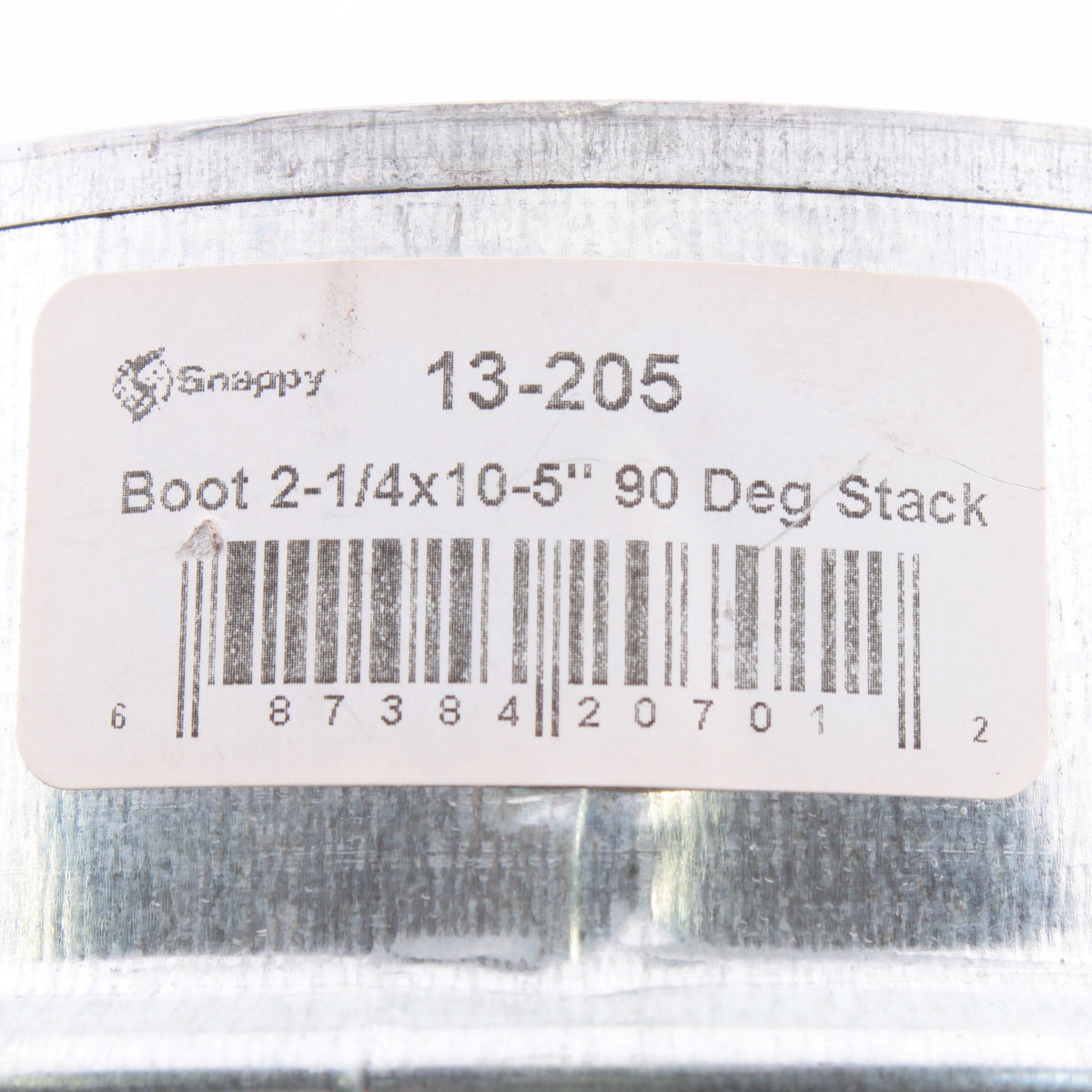 Snappy 13-205 End Boot 2-1/4" x 10-5" 90 Degree Stack Galvanized Steel Ductwork