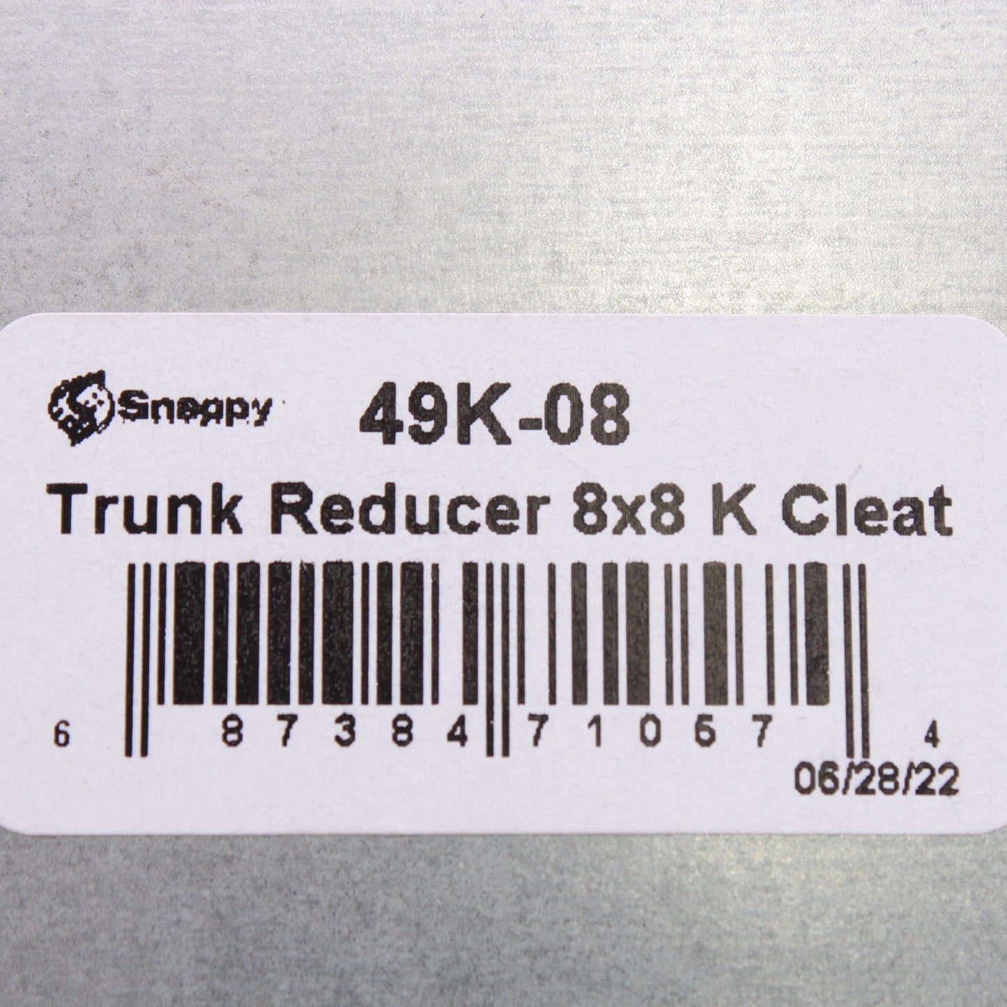 Snappy™ 49K-08 Trunk Adapter Side Reducer Duct 8x8 K Cleat Galvanized