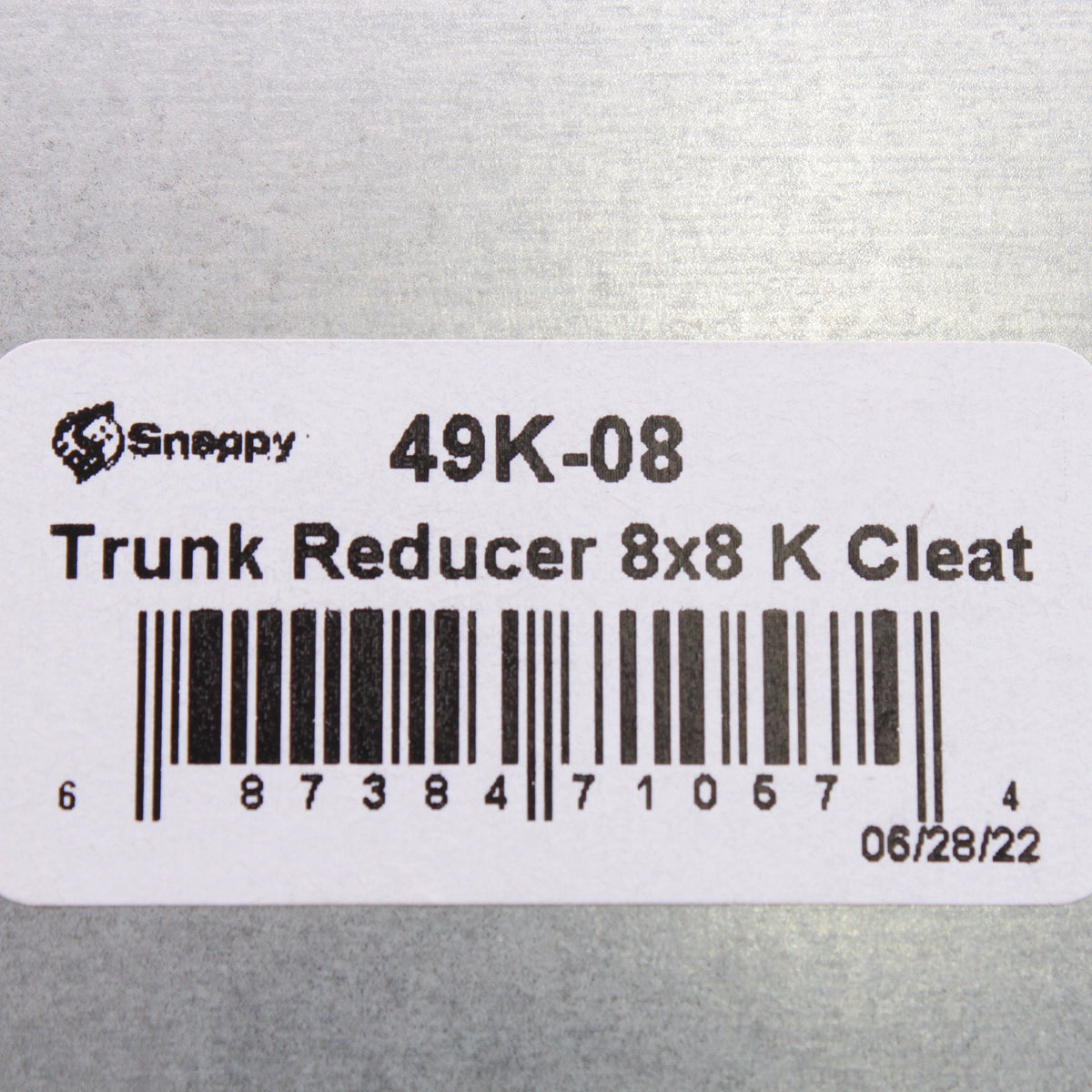Snappy� 49K-08 Trunk Adapter Side Reducer Duct 8x8 K Cleat Galvanized