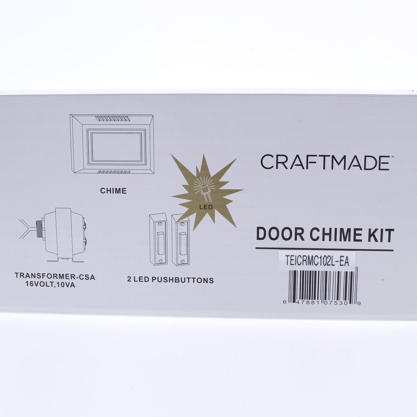 Craftmade Teiber White 2-Light Push Button Door Chime w/ Cover Transformer C102L