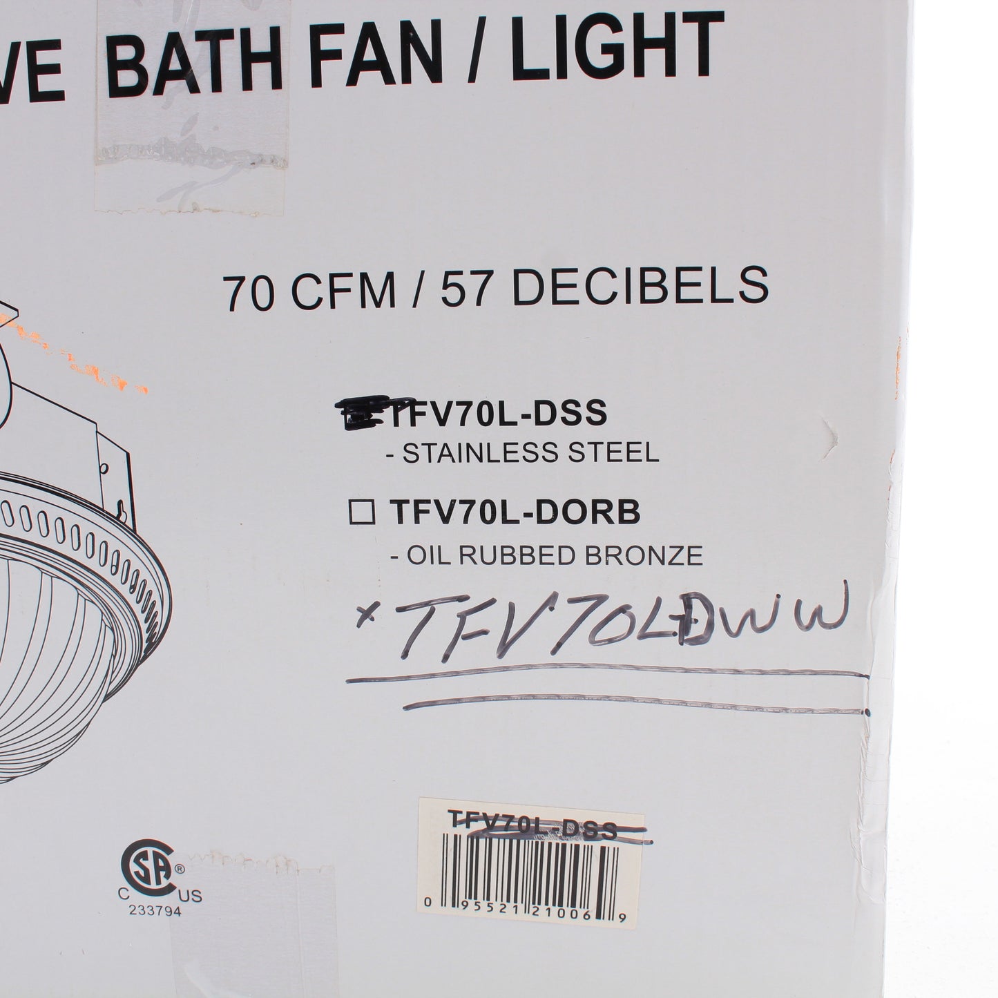 Teiber Decorative Bath Fan Light Alabaster Swirl Glass 70CFM/ 57 Decibels