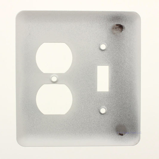TayMac White Textured 2-Gang Duplex Receptacle/Toggle Mid-Size Metal Wallplate