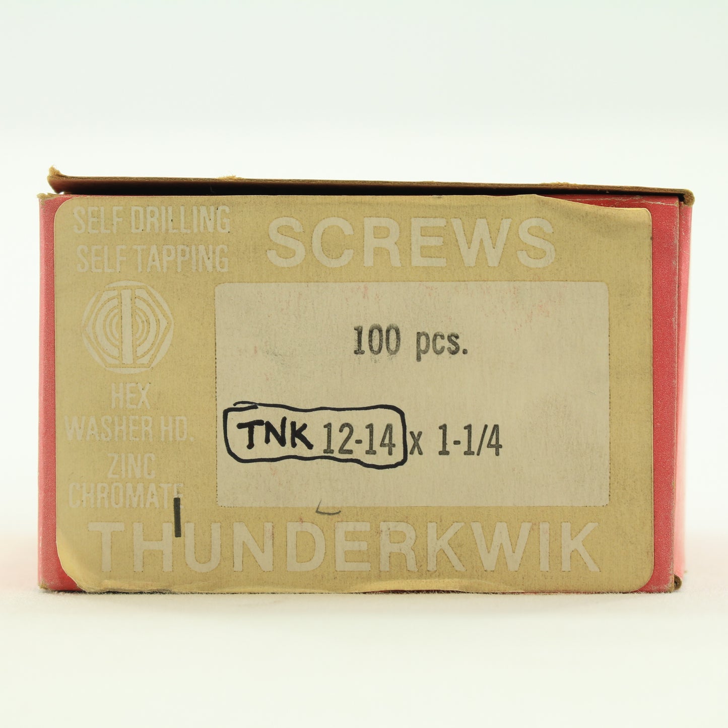 100 Pack Thunderkwik 12-14 x 1-1/4 Unslotted Indented Hex Washer Head Screws