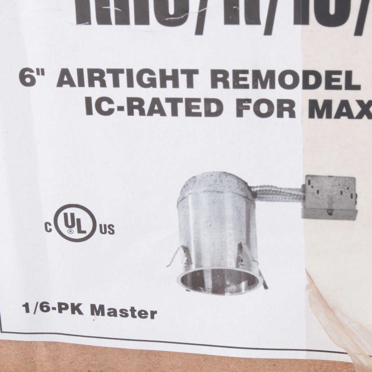 6pk Topaz 6" Airtight Remodel Recessed Housing IC-Rating Max 75W E26 RH6/R/IC/AT