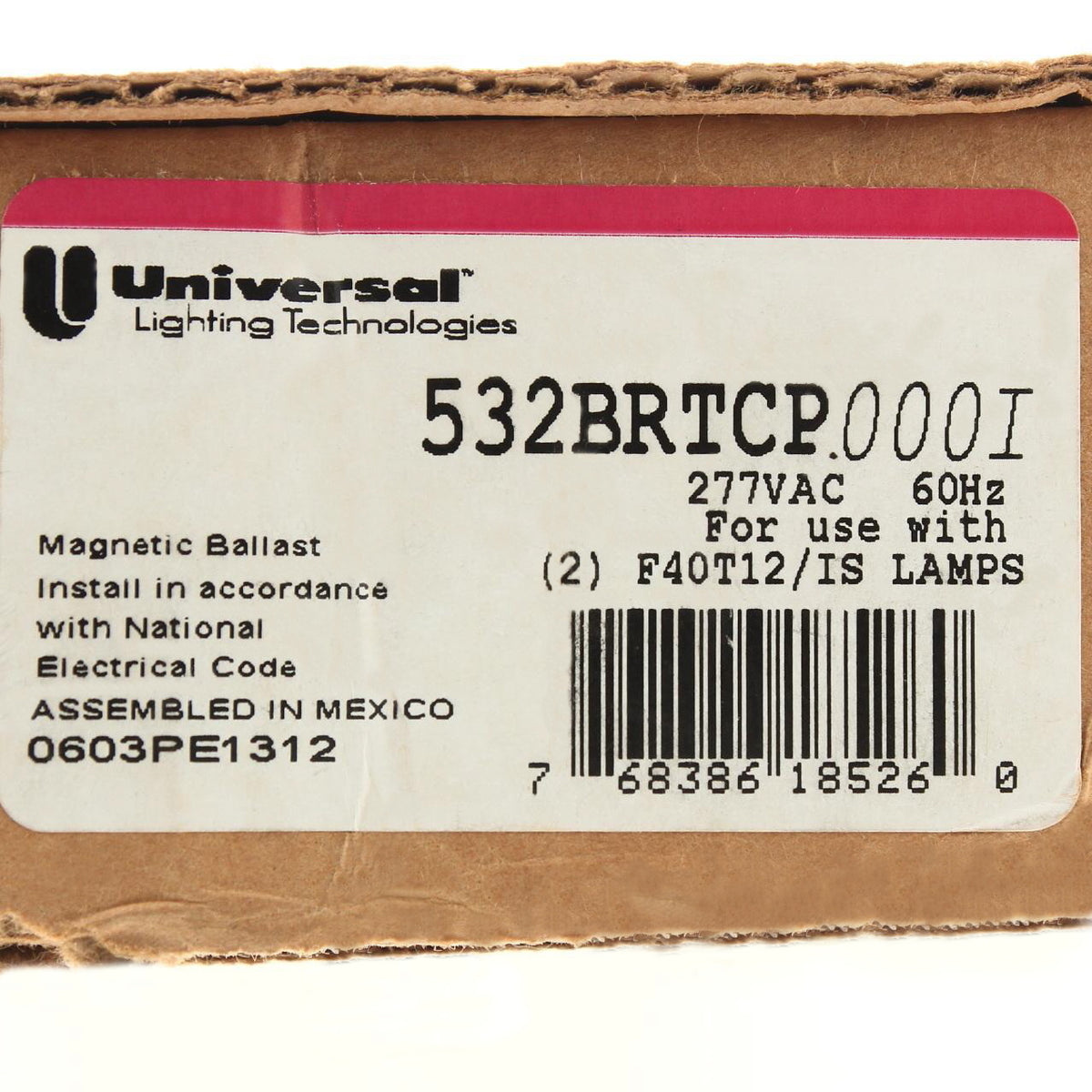 Universal Lighting Technology ElectroMagnetic Ballast 277VAC 60HZ 532-BR-TC-P