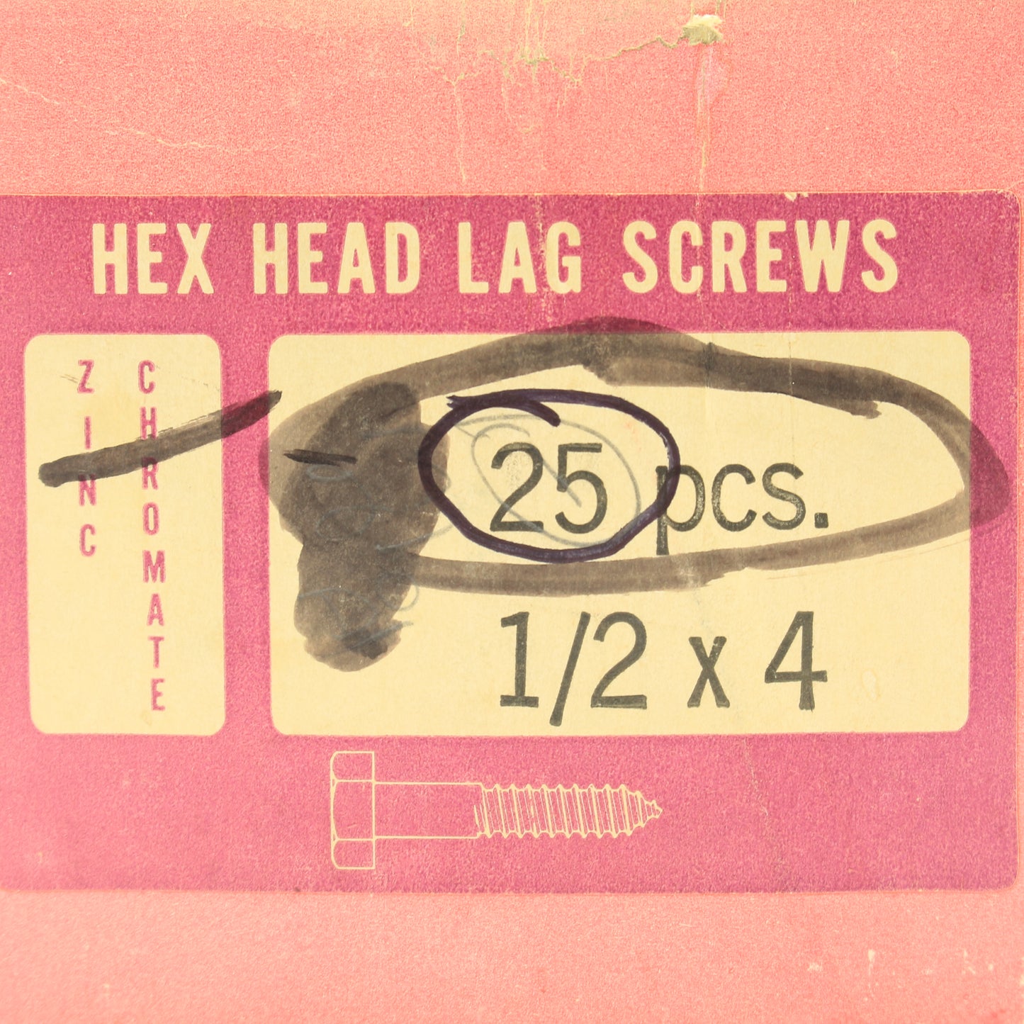 Universal Fastenings 012400LAG Hex Head Lag Screws .5" x 4" Zinc-Plated 25-Pack