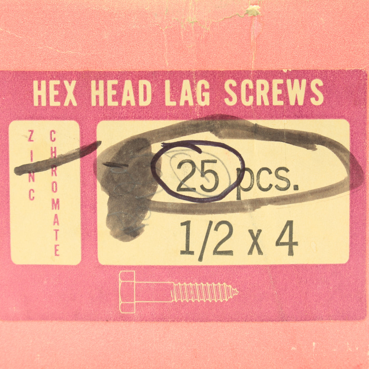 Universal Fastenings 012400LAG Hex Head Lag Screws .5" x 4" Zinc-Plated 25-Pack