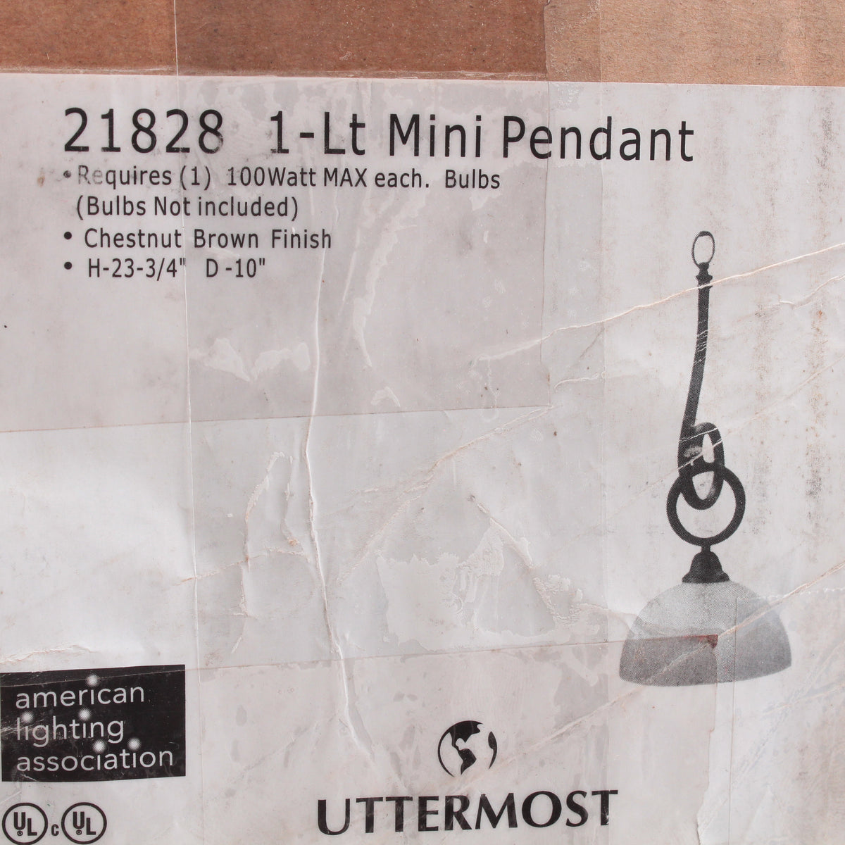 Uttermost 21828 Omega LED 28" White Gold Ribbed Pendant Ceiling Light dweLED