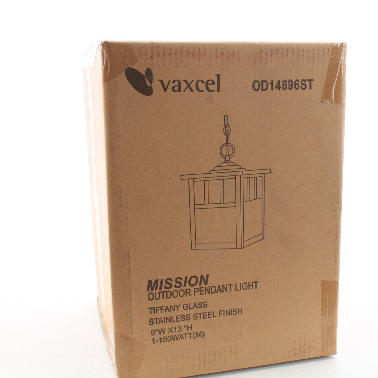 Vaxcel OD14696ST 9" Mission Steel Stainless Steel Outdoor Pendant