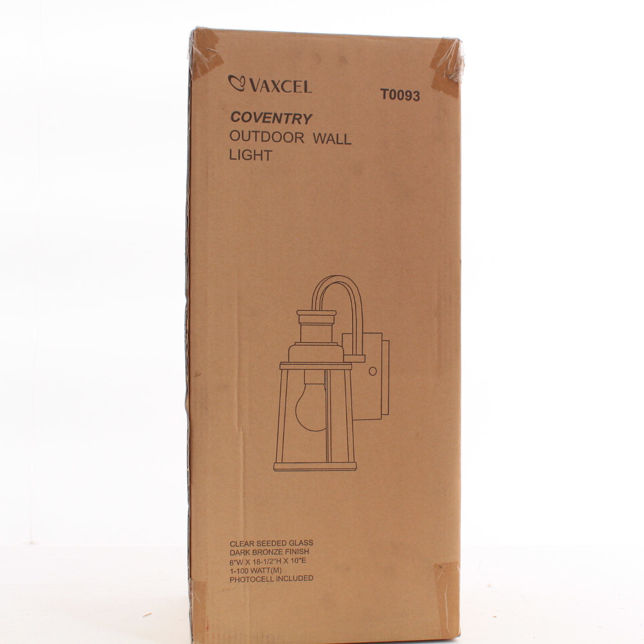 Vaxcel Coventry Outdoor Wall Light Clear Seeded Glass Dark Bronze Finish T0093