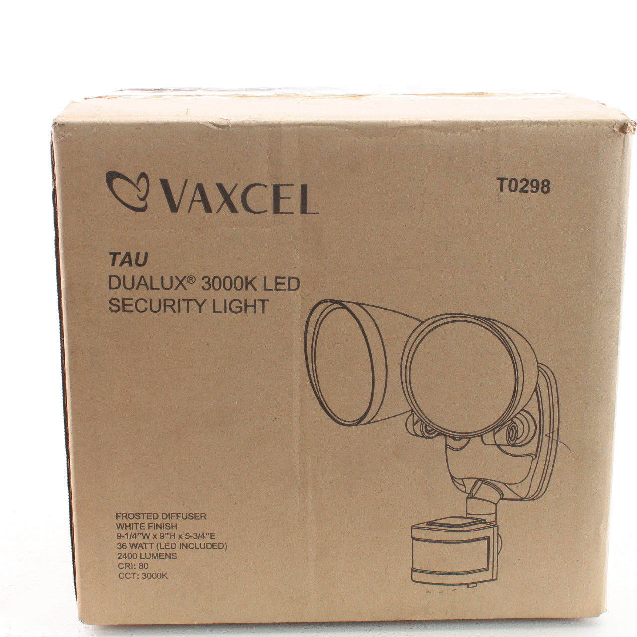 Vaxcel T0298 White LED Outdoor Security Light Tau Dualux 2-Bulb 3000K