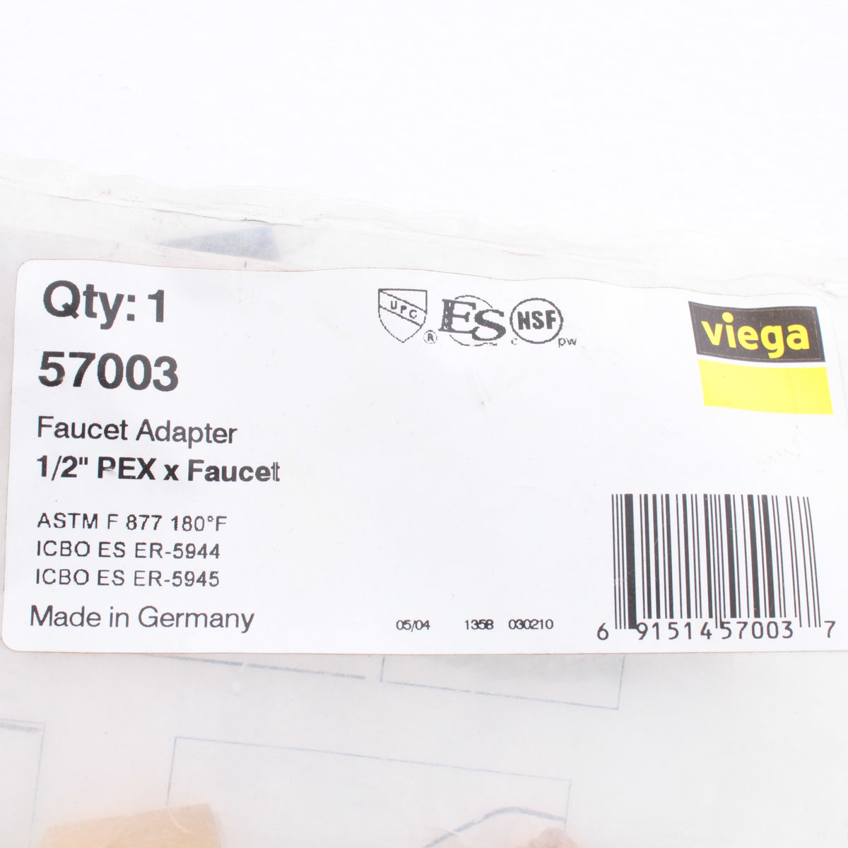 Viega 57003 PureFlow Bronze PEX Press Lav Adapter with 0.5" x 0.5 PEX x Faucet