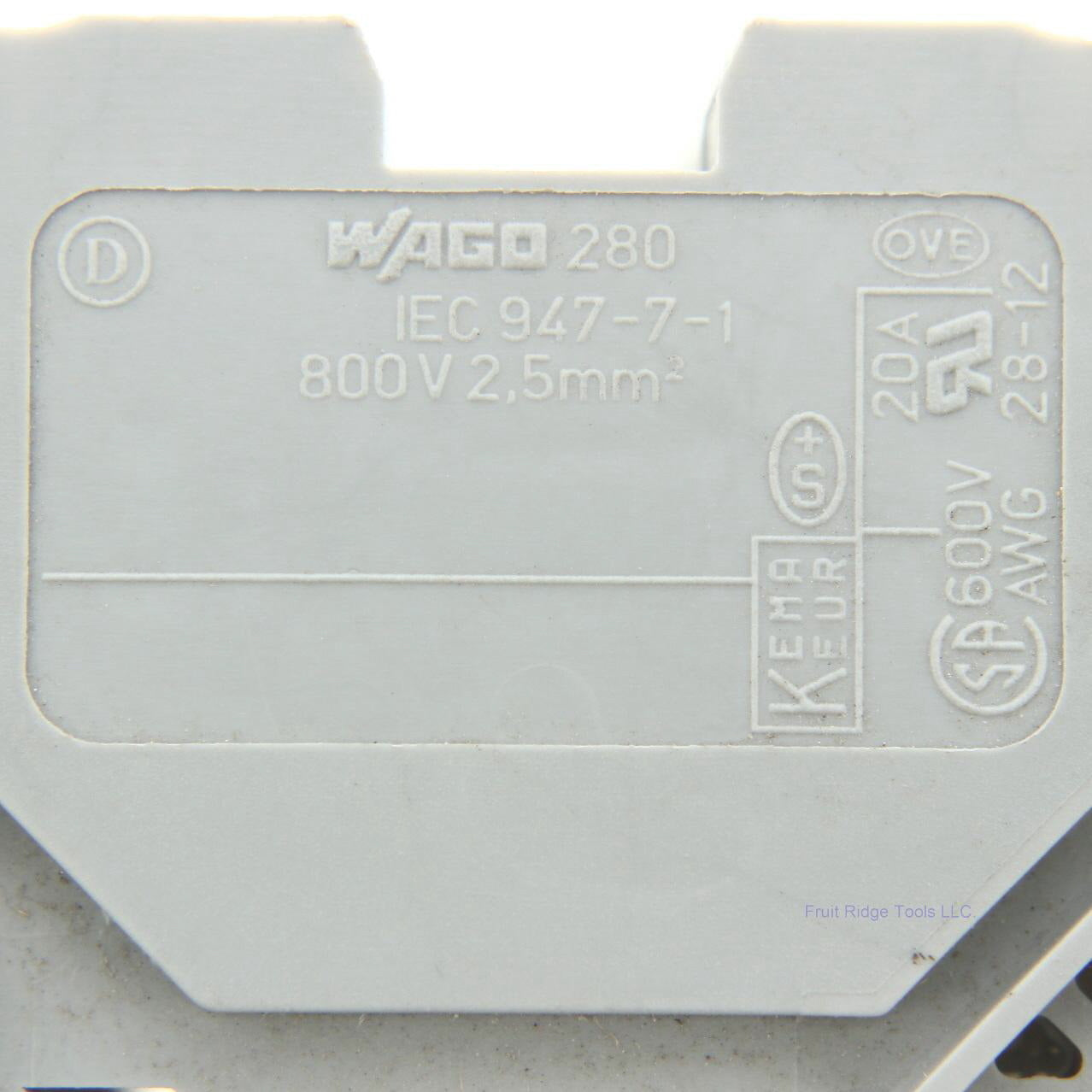 8-Pack Wago 280-621 Gray DIN Rail Mount Terminal Block 4 Positions 24A