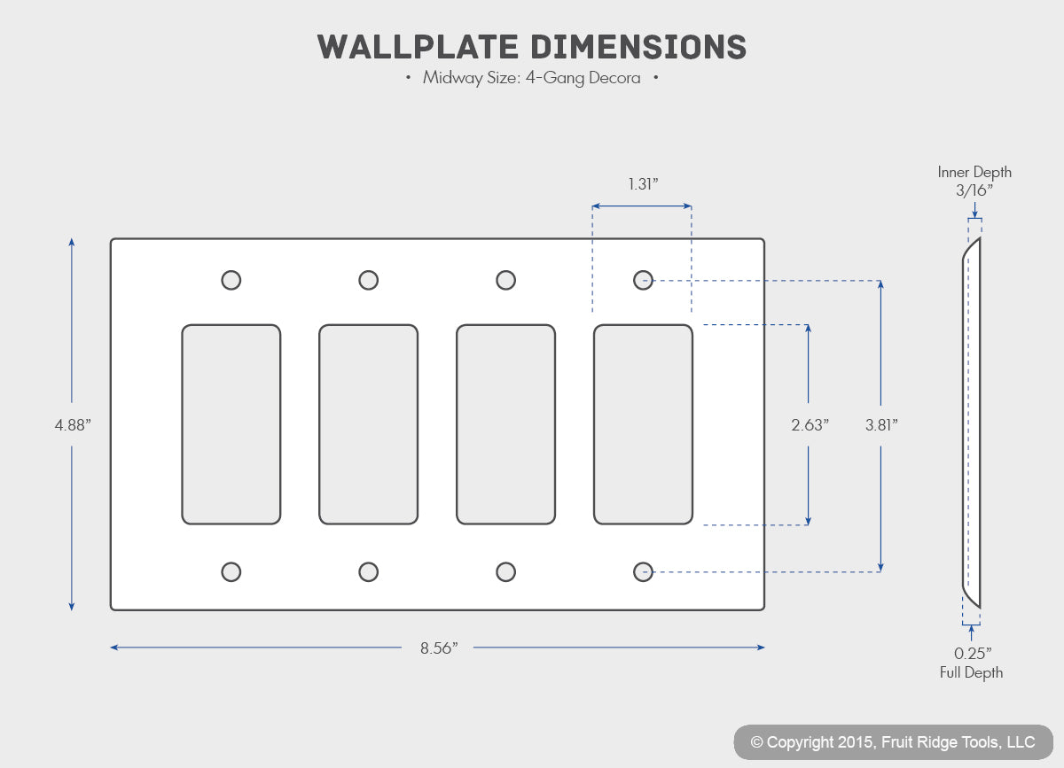 Leviton PJ264-I Ivory 4-Gang Decora GFI Unbreakable Nylon Midway Wallplate Cover