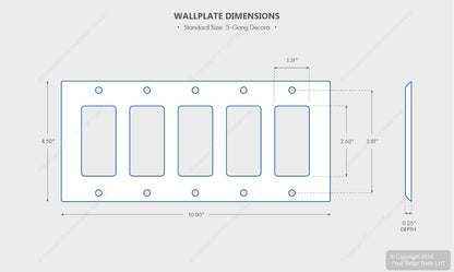 Leviton 80423-W White 5-Gang Decora GFCI GFI Standard Plastic Wallplate Cover